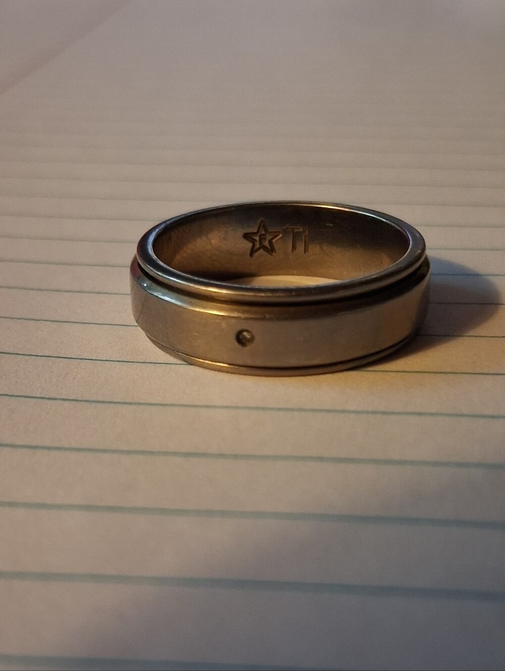 Mens Titanium Spinner Wedding Ring With Stone